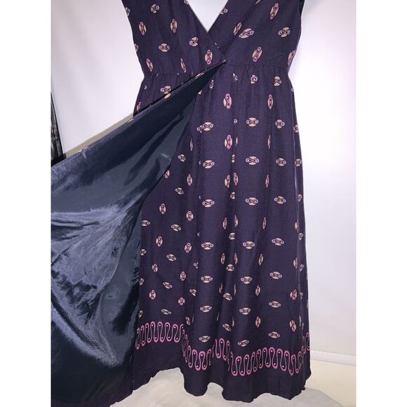 Anna Sui Smocked Cottage-core Purple Dress W/ Pockets Size 2 - Picture 7 of 9